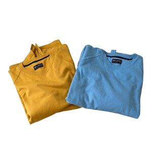 N-Line lot of 2 Mens Size 3XL Fleece Lined Pullover Cozy Sweatshirts Blue / Gold